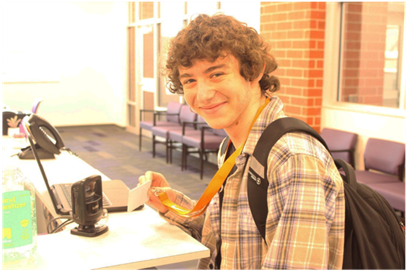 Senior Nolan Roberts after lunch leaving for Rockstar Pizza. 
