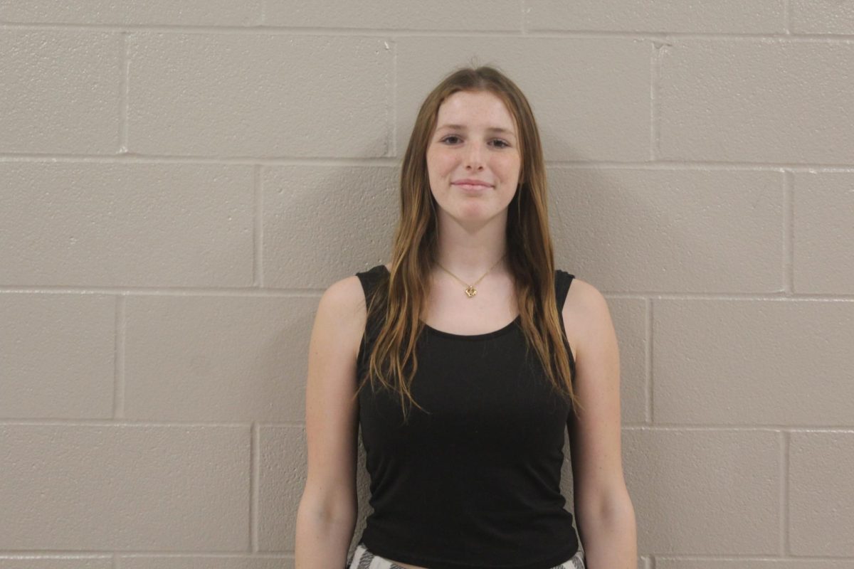 Junior Alexis Winings during seventh period after finishing her Spanish speaking test and now going to swim practice.