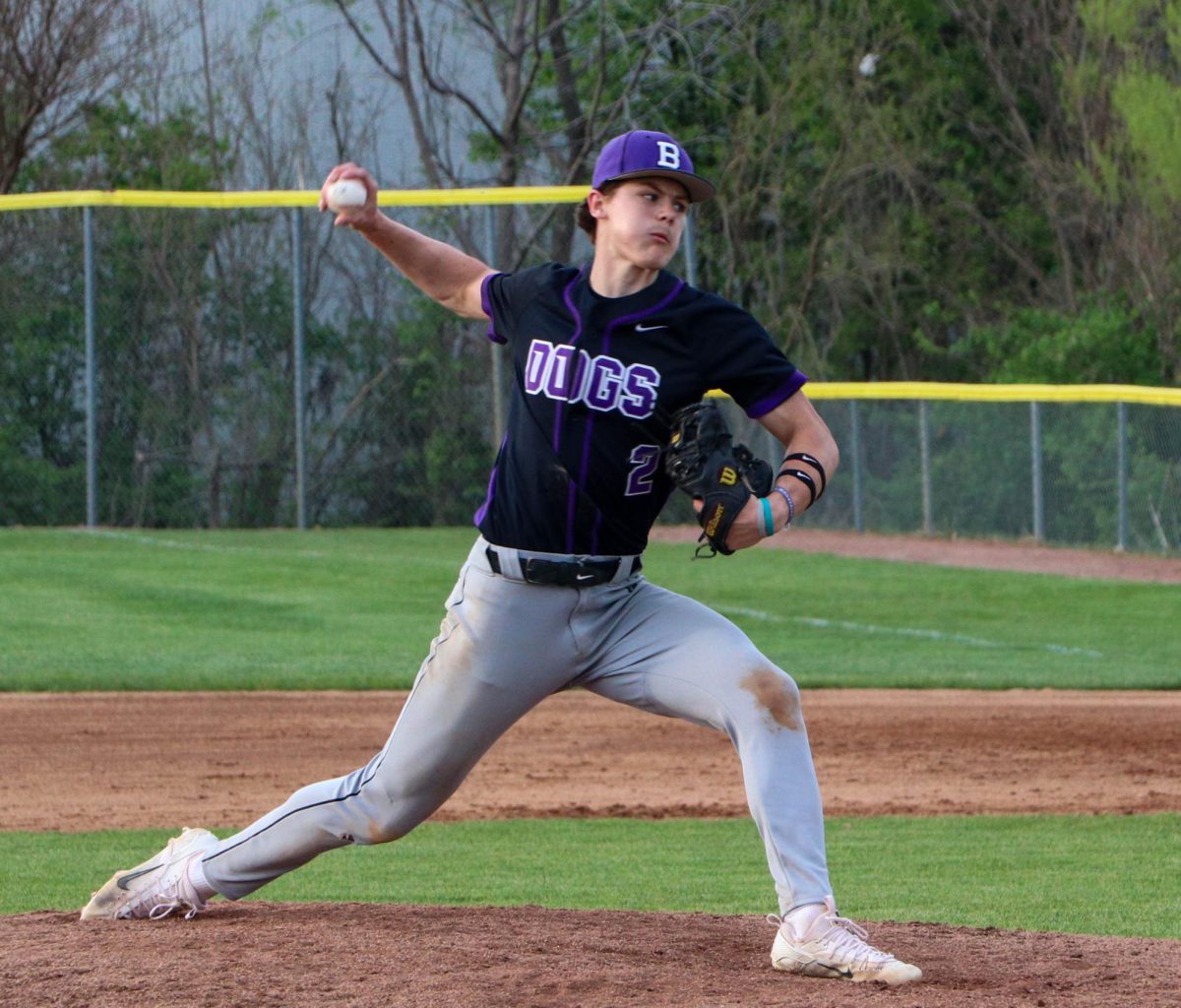 Senior Vince Painter throws the ball to get someone out.